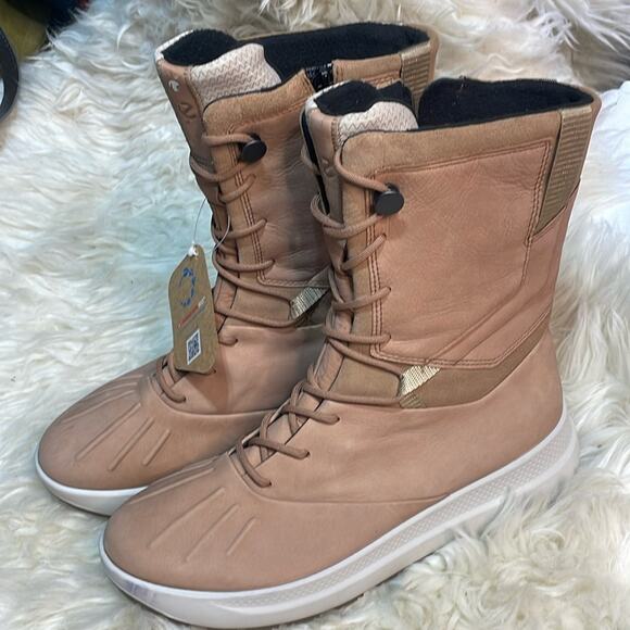 Ecco Prima loft Bio NWT no box Tan Leather water restraint boots shoe 8 - 8.5 - Picture 1 of 6